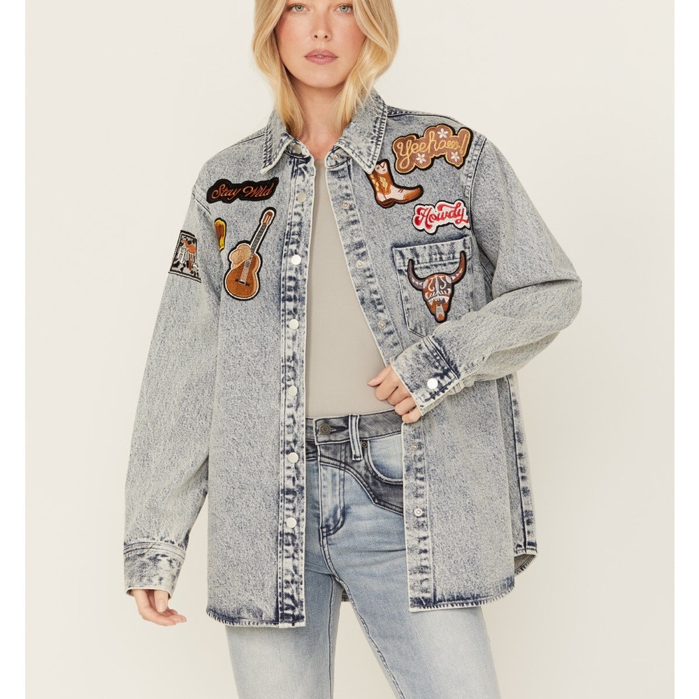 Blue b | Western Denim Patchwork Jacket